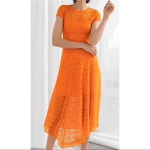 & other stories orange lace floral midi dress. Size 4 / S